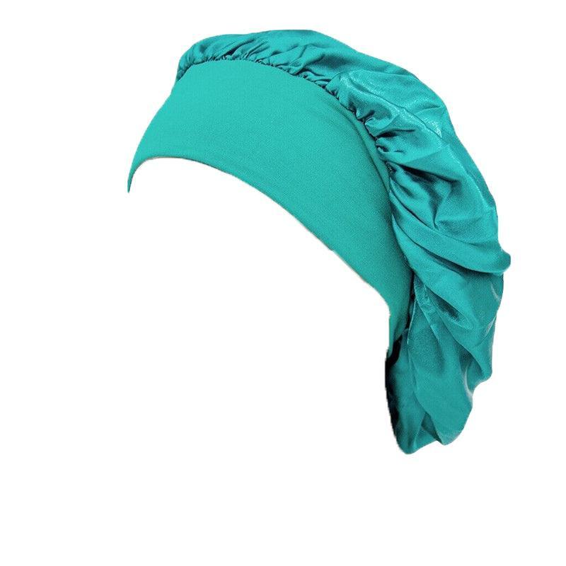 Sleeping Bonnet Hair Wrap Silk Satin Cap Women Elastic Night Soft Hat Headwear - Brown