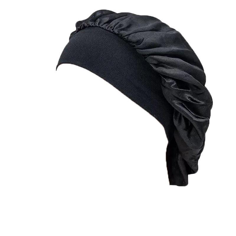 Sleeping Bonnet Hair Wrap Silk Satin Cap Women Elastic Night Soft Hat Headwear - Brown