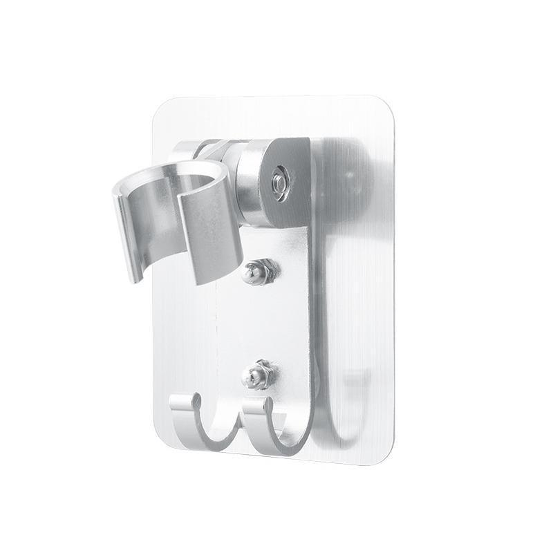 Adjustable Bracket Suction Shower Head Handset Holder Bathroom Wall Mount +Hooks