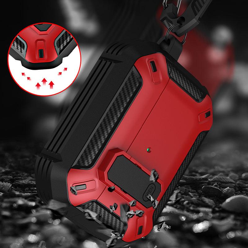 For Apple AirPods 3/Pro Case Armor Earphone Heavy Duty Shockproof Cover - Black&Red For Airpods 3