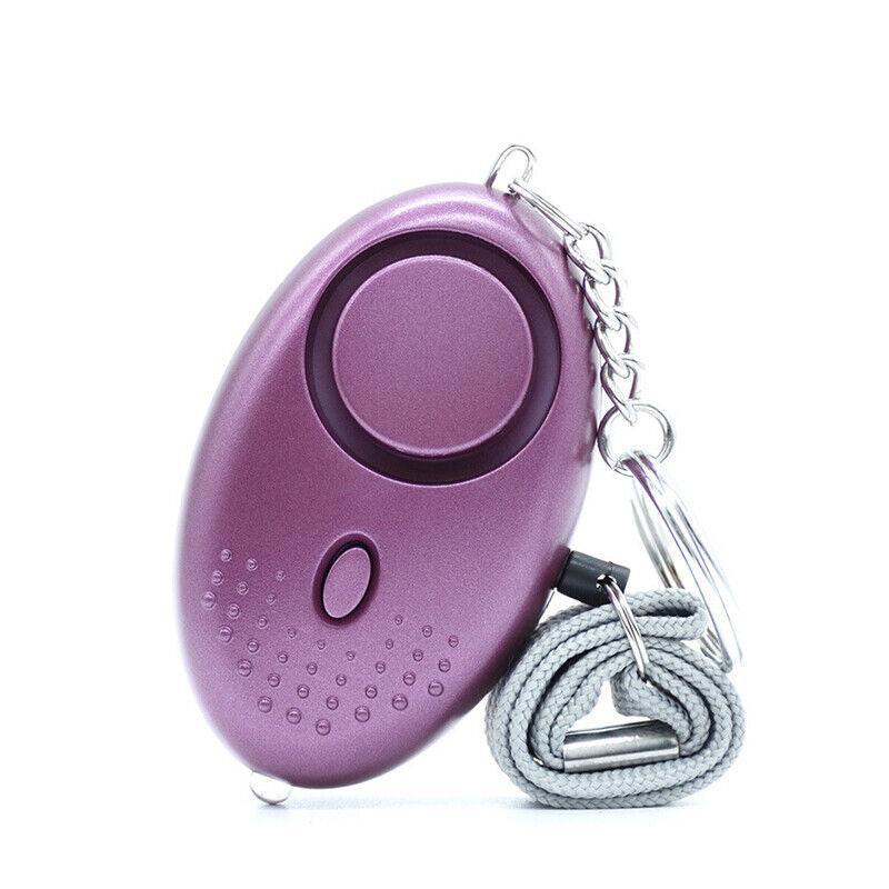 140DB Personal Alarm Keychain with LED Light for Emergency Alert and Assistance - Silver