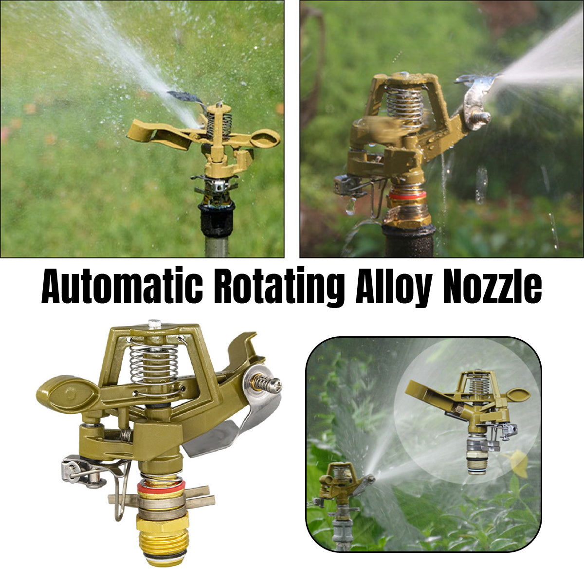 360 Degrees Alloy Sprinkler Head Garden Lawn Rotating Nozzle Adjustable Angle Durable