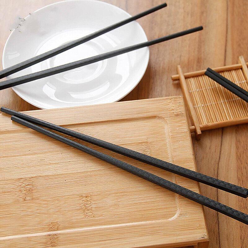 5 Pairs Premium Quality Alloy Chinese Japanese Chopsticks Dishwasher Safe Black