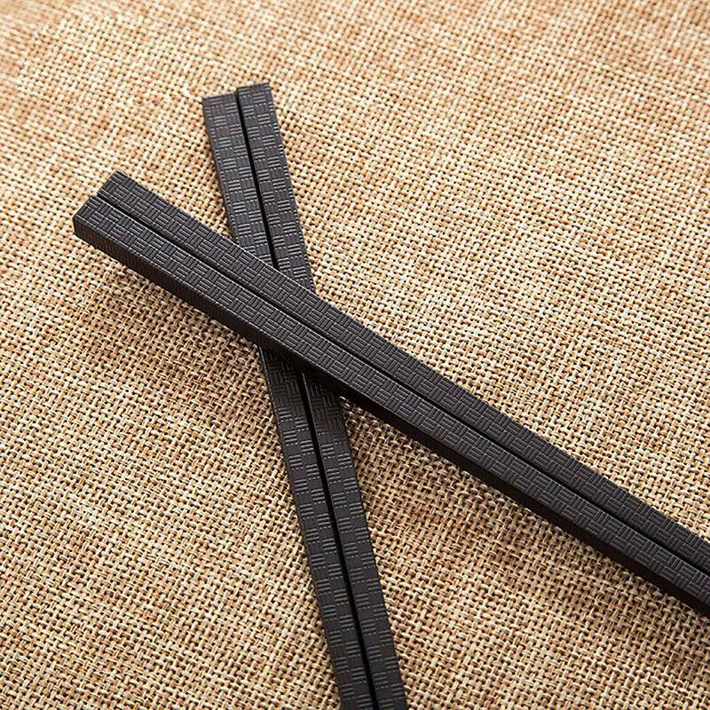 5 Pairs Premium Quality Alloy Chinese Japanese Chopsticks Dishwasher Safe Black