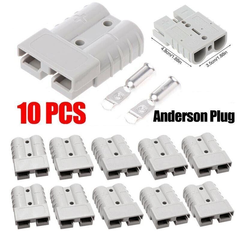10PCS Anderson Style Plug 50A 12V 24V DC Connectors for Solar 4WD Battery Systems