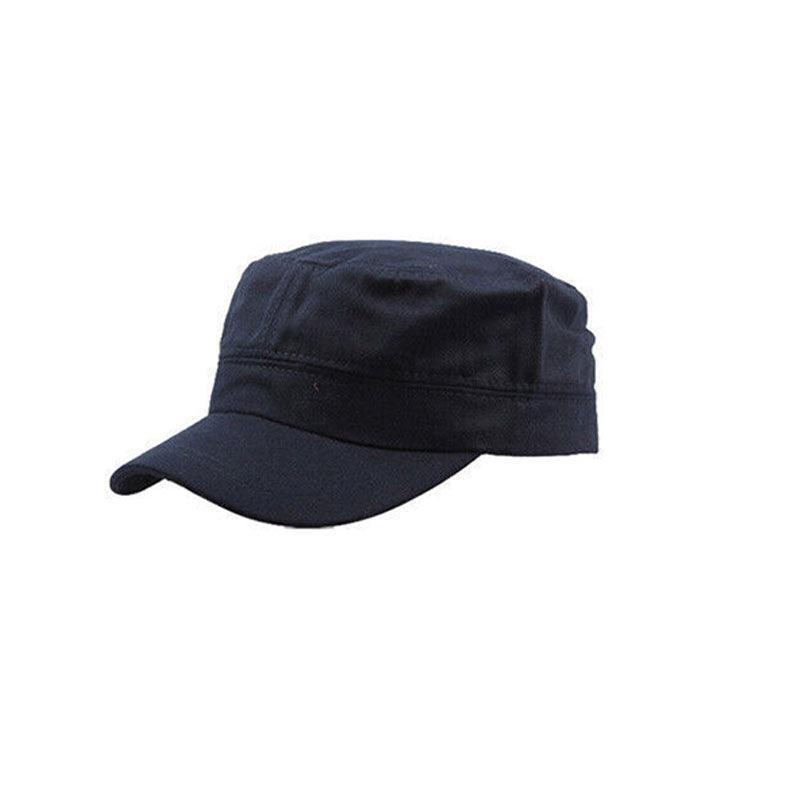 Army Plain Hat Classic Cadet Field Military Cap Style Patrol Baseball Adjustable - Black