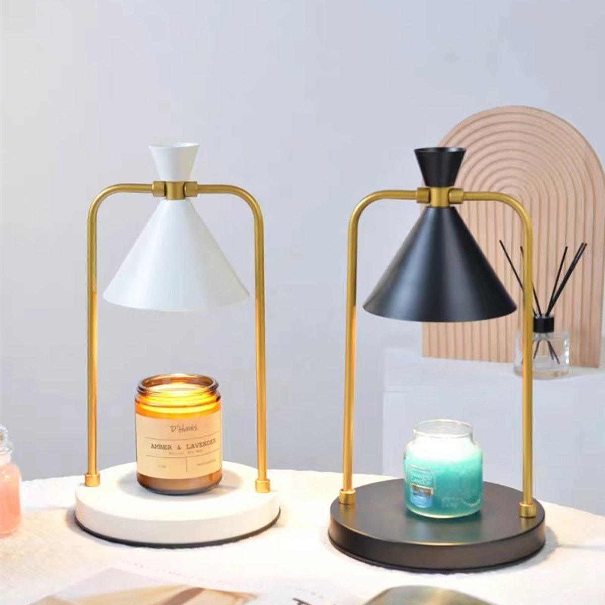 Retro Aromatherapy Table Lamp Dimmable Metal Scented Wax Lamp for Bedroom - Black