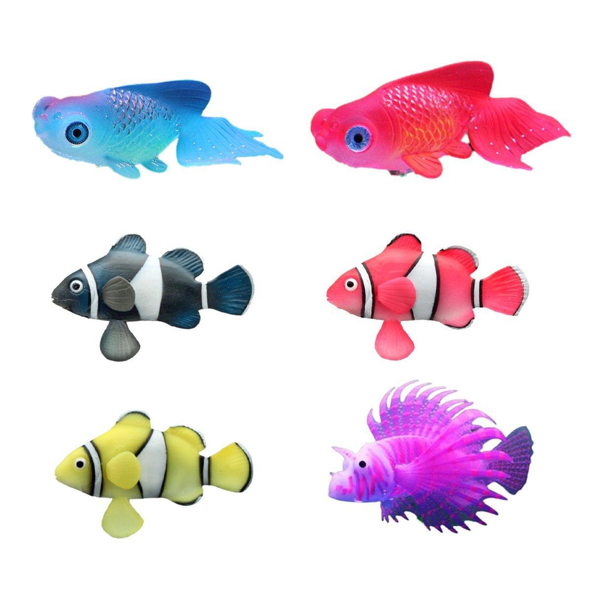 2PCS Artificial Betta Fish Aquarium Decorations Silicone Floating Moving Fish - Sky Blue Goldfish