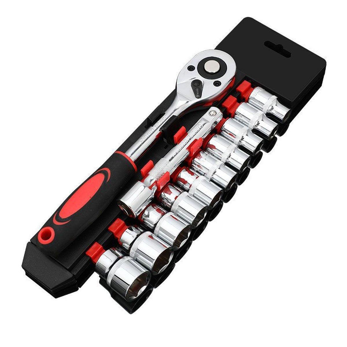 12PCS Socket Ratchet Wrench Set Quick Release Handle Extension Bar Tool Set