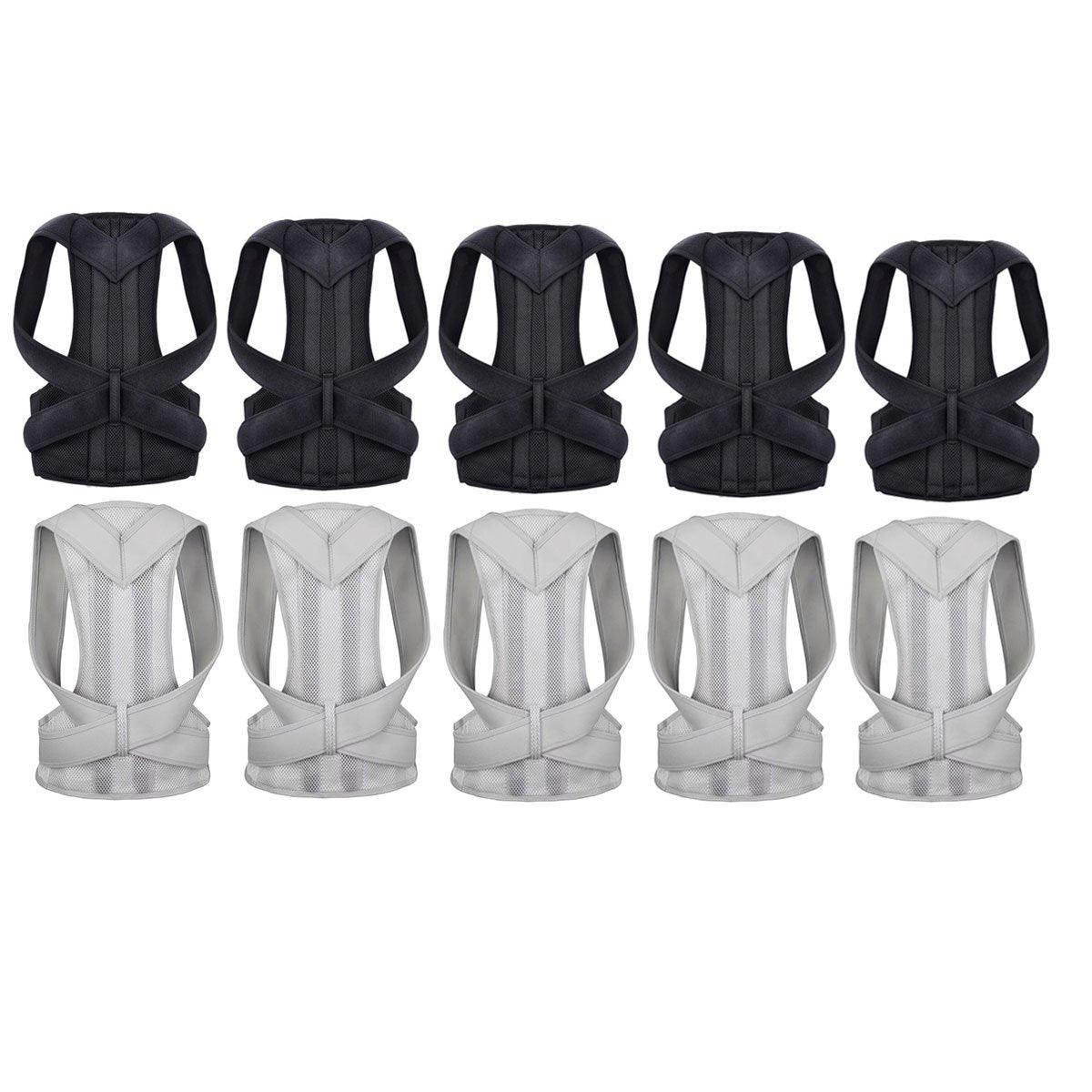 Adjustable Back Posture Corrector Brace Lumbar Shoulder Support Belt for Unisex - Grey-XXXL