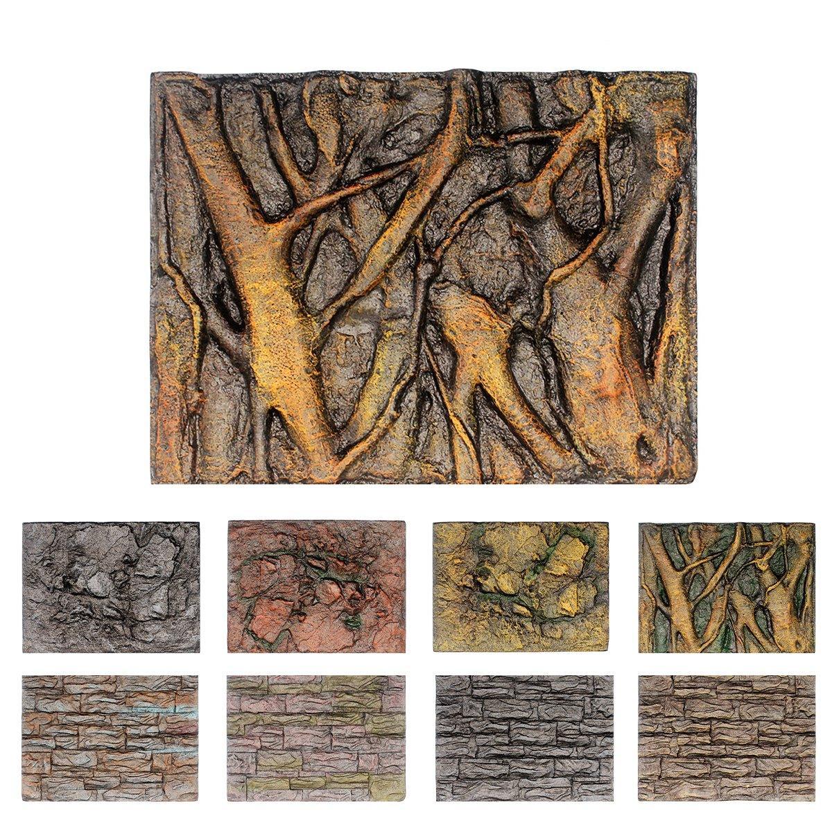 Pet Reptile Tank Board 3D Foam Backgrounds and Habitat Decoration 9 Styles - E