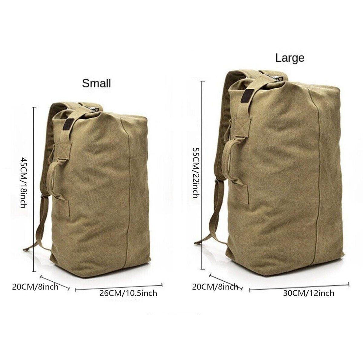 Large Capacity Travel Backpack for Men Outdoor Sports Bag Canvas Rucksack - Black-Big