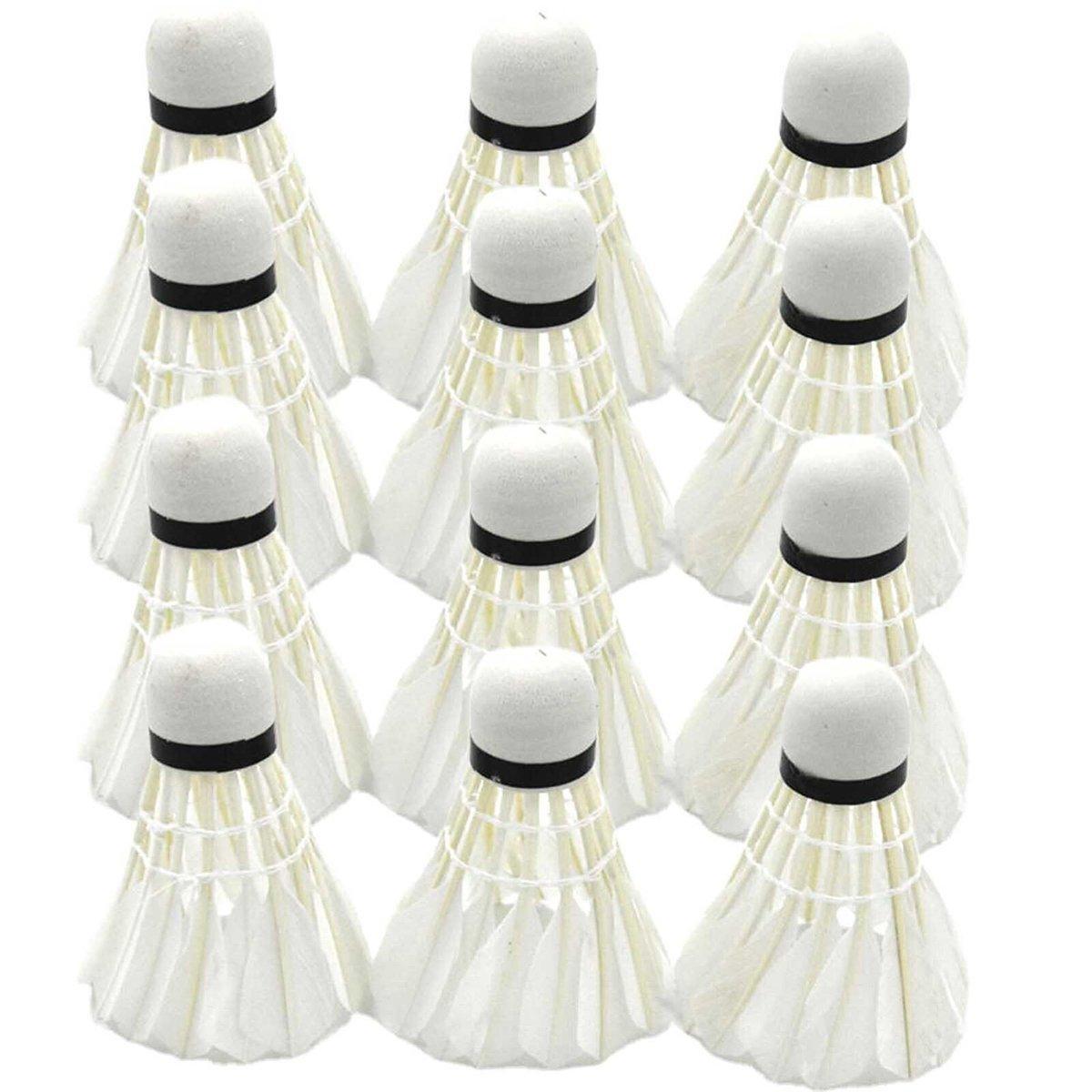 12 Pcs Badminton Shuttlecocks Durable Gooes Feather Badminton Ball For Training