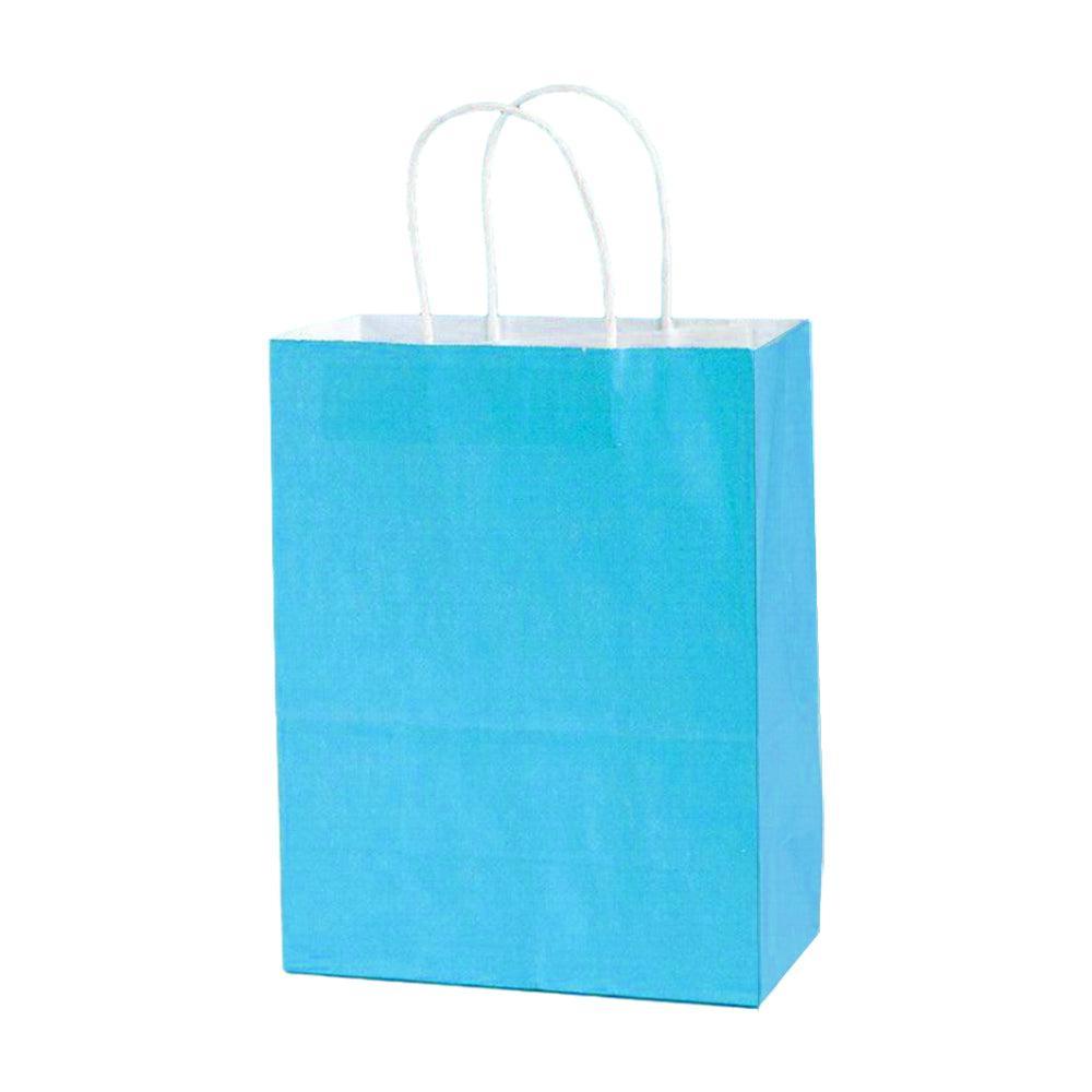 20pcs Small Kraft Paper Gift Bags with Handles for Shopping Party Favour - Blue