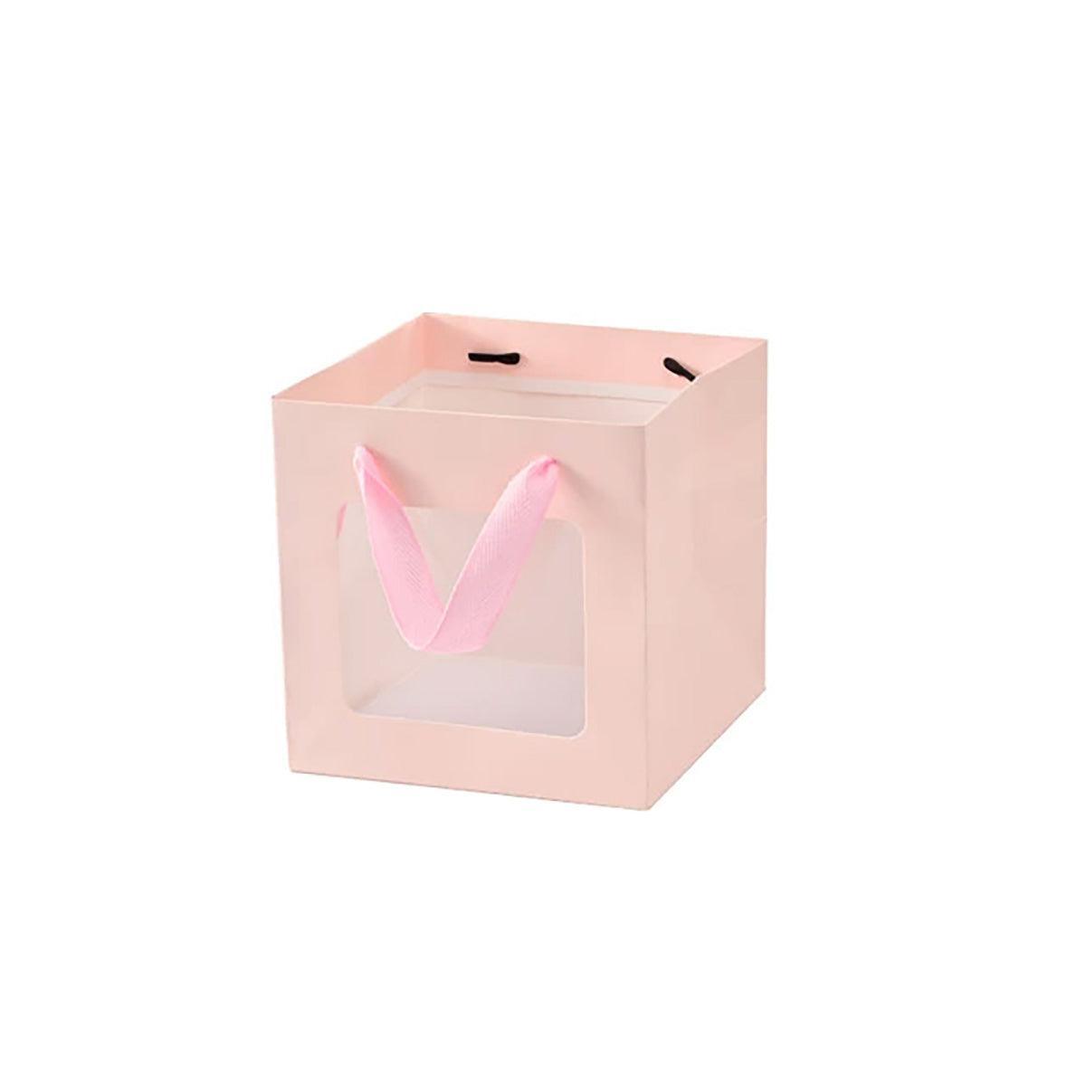 20PCS Open Window for Flower Doll Wedding Gift Transparent Square Packaging Bag - Pink 15-15-15cm