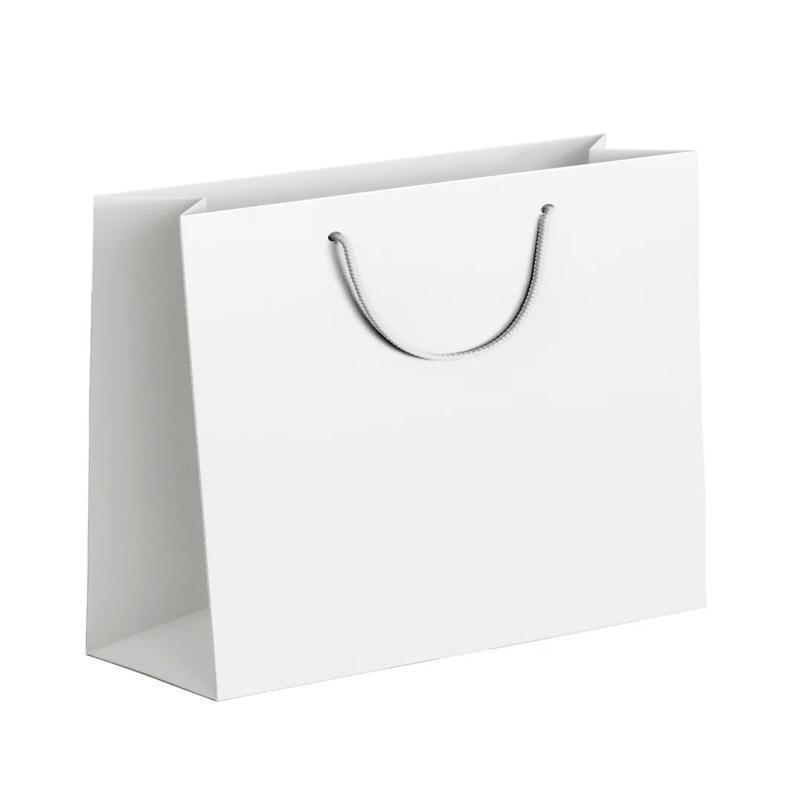 25X Kraft Paper Bags Gift Shopping Bag Carry White Pink Black Bag With Handles - White-10-12-6