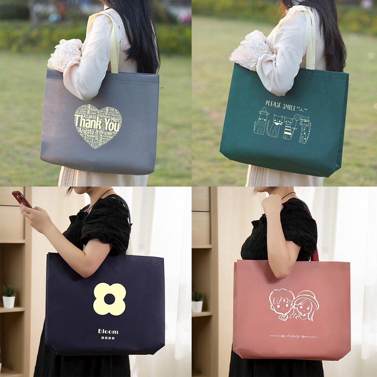 25PCS Fashionable Non-Woven Fabric Tote Eco Friendly Bag Reusable Shopping Bag - Smile 35*45*12cm