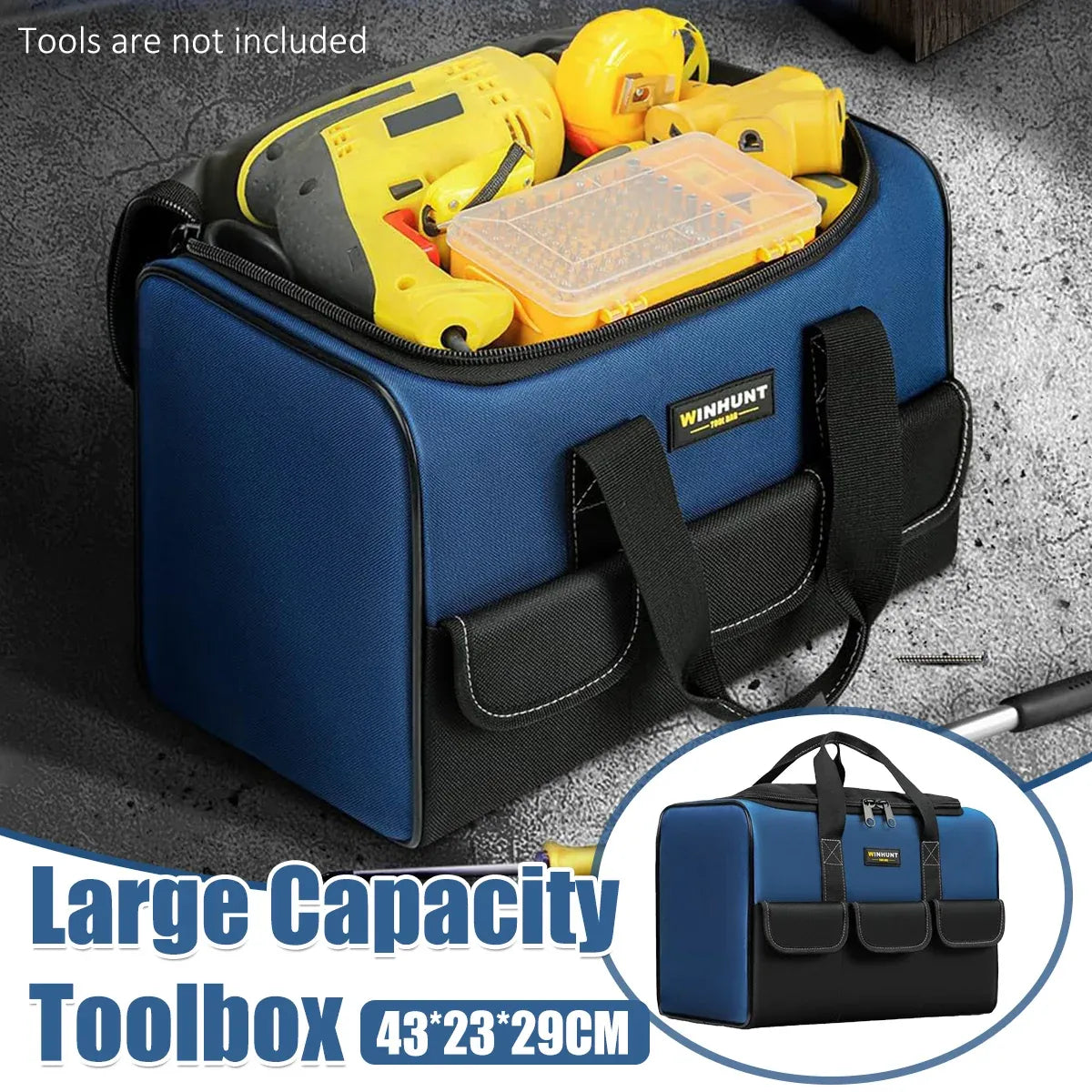Heavy Duty Tool Bag 43x23x29cm Oxford Cloth Tool Storage Bag with Pockets