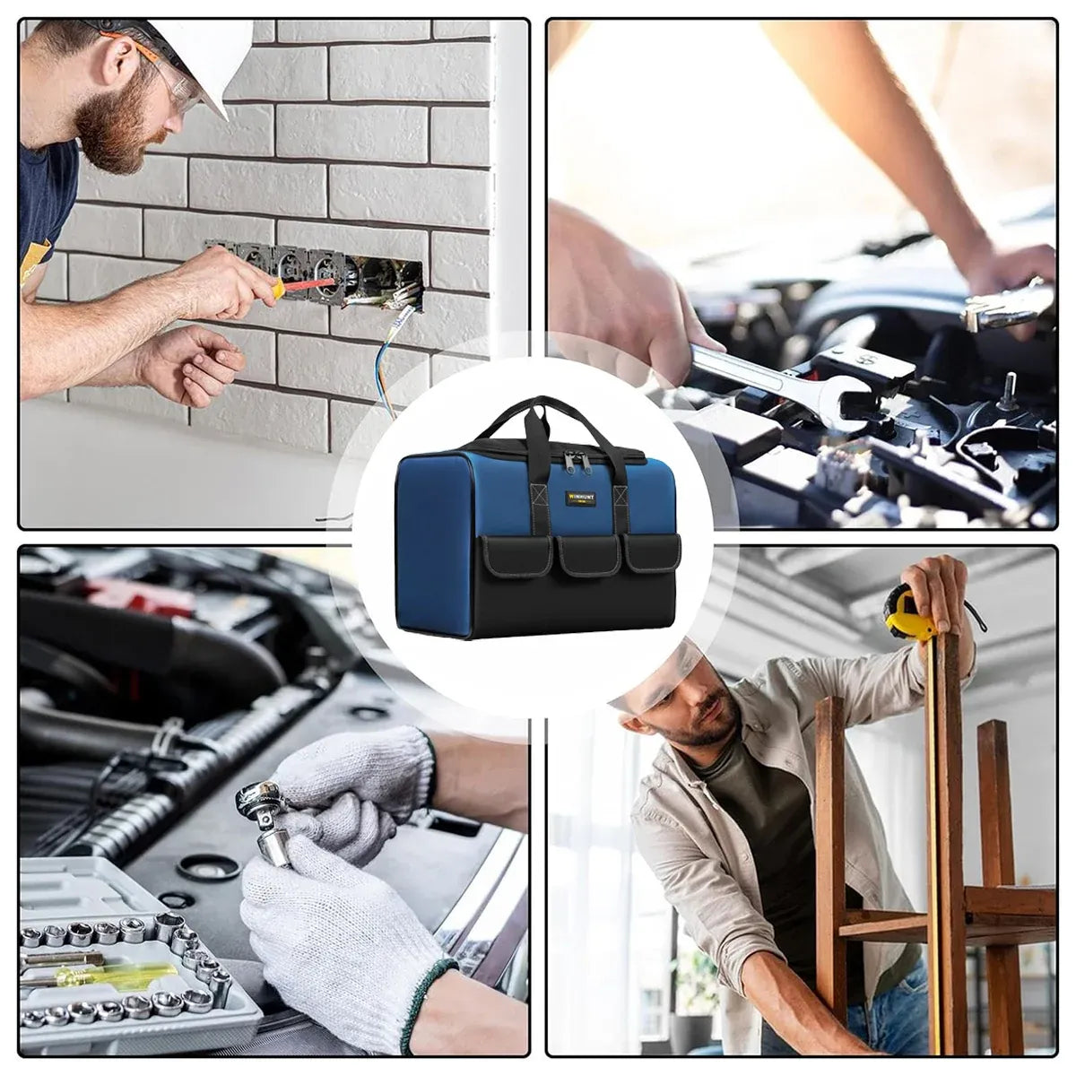 Heavy Duty Tool Bag 43x23x29cm Oxford Cloth Tool Storage Bag with Pockets