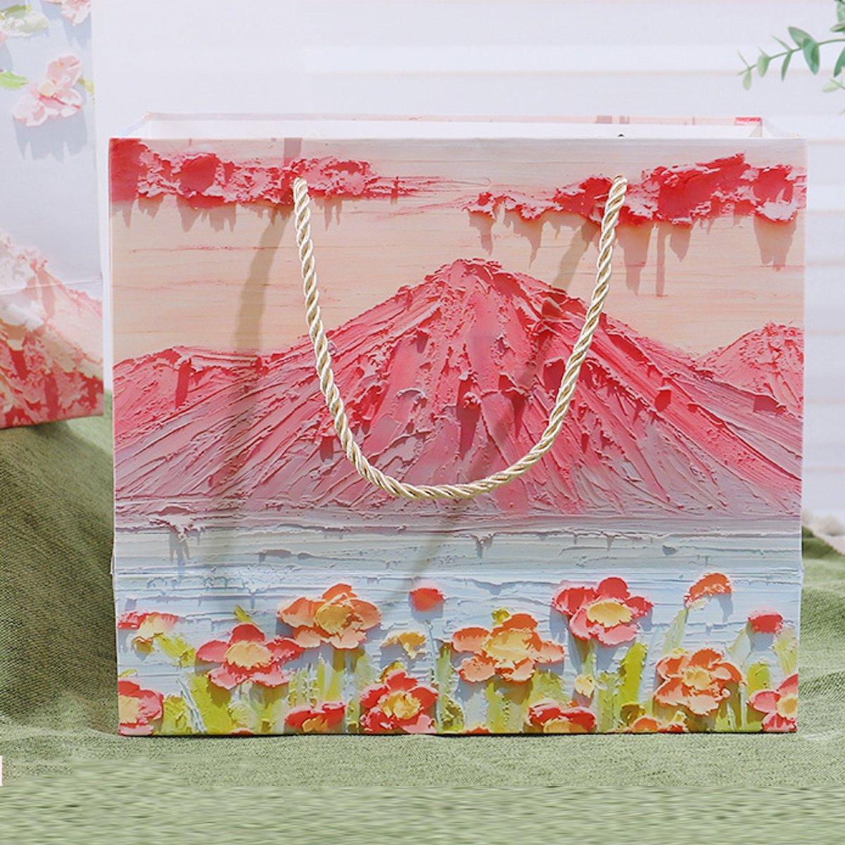 50PCS Cloud Mountain Petals Cream Wind Stereo Oil Painting Paper for Gift Wrapping - B