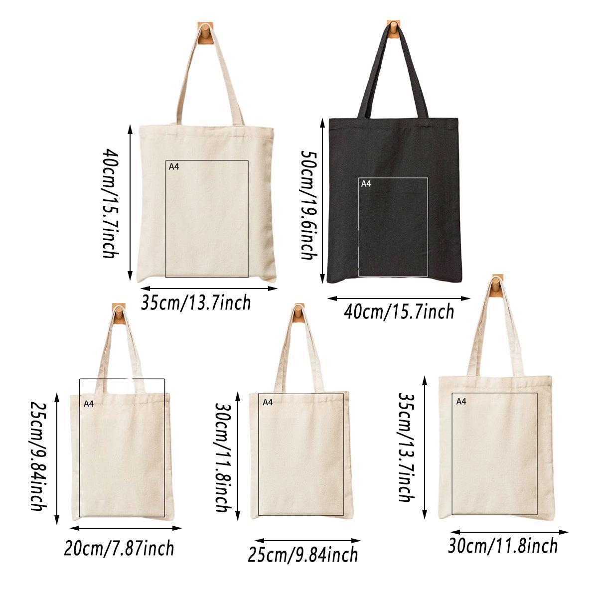 5PCS Canvas Tote Bag Cotton Blank DIY Shopping Shoulder Bags - Natural 30*20*10cm