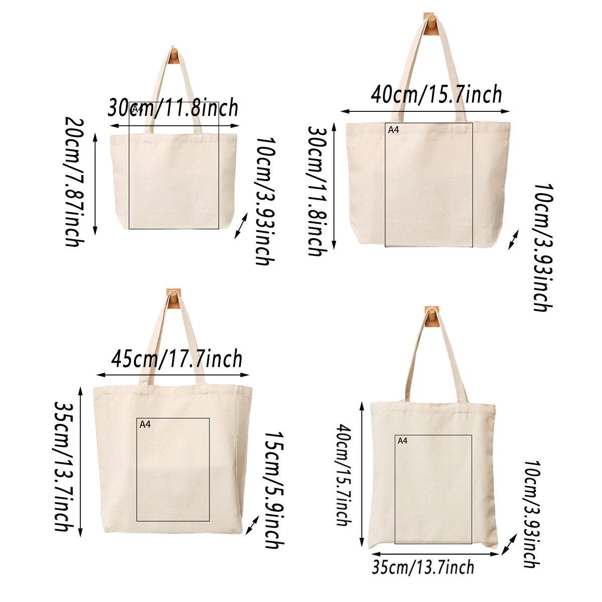 5PCS Canvas Tote Bag Cotton Blank DIY Shopping Shoulder Bags - Natural 45*35*15cm