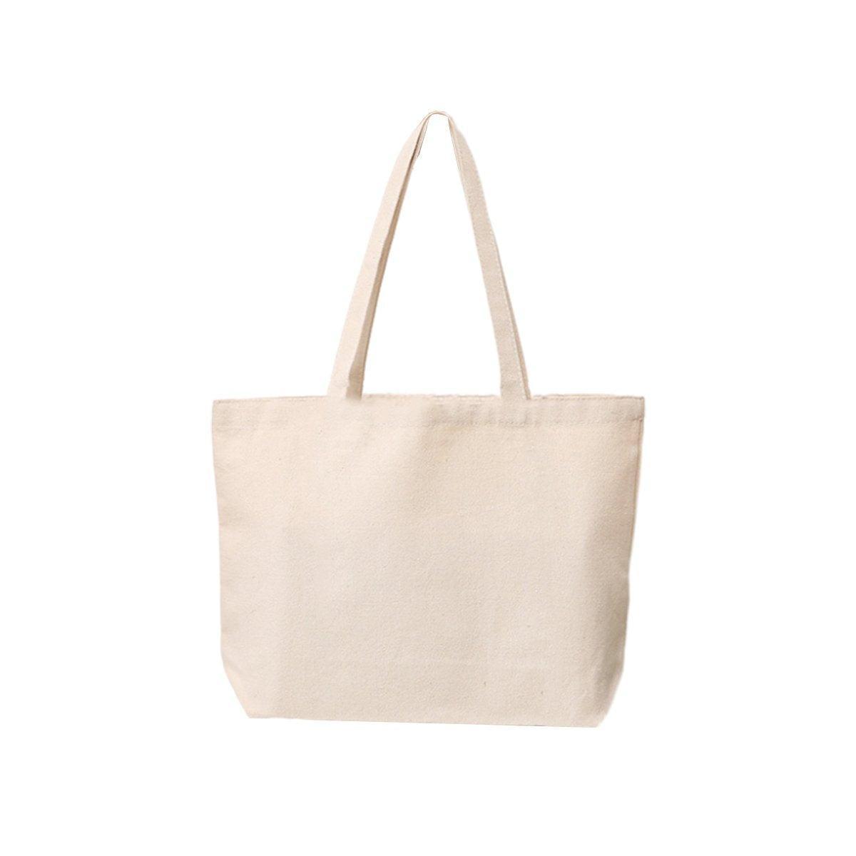 5PCS Canvas Tote Bag Cotton Blank DIY Shopping Shoulder Bags - White 30*35cm