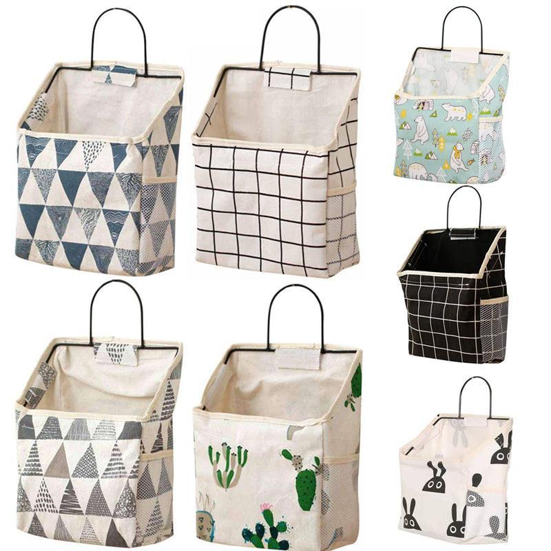 Wall Hanging Storage Bag Home Wardrobe Organiser Pouch Book Holder Phone Pocket - Black Rabbit
