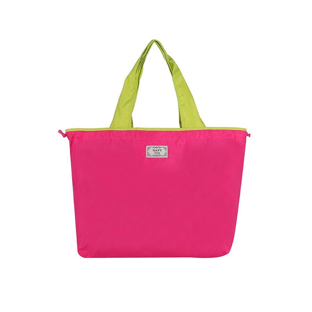 Ultra-Light Foldable Large Capacity Portable Shopping Bag with Drawstring Mouth - Lake Blue - L