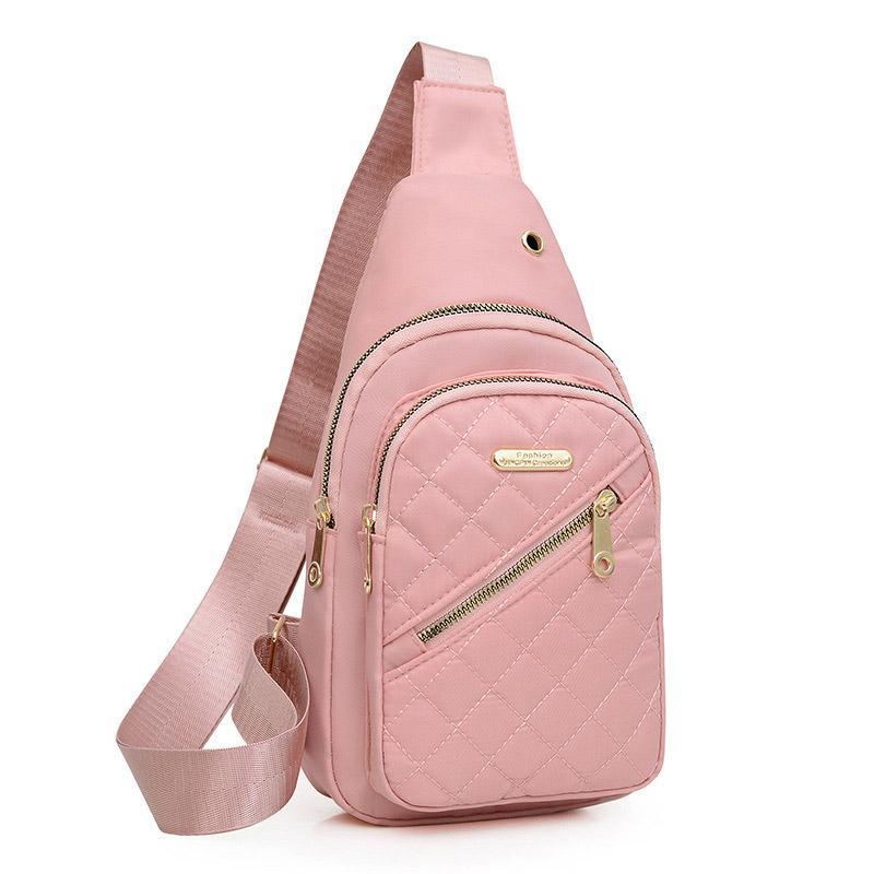 Chest Bag Crossbody Sports Bag Simple Casual Crossbody Bag for Travel Outdoor - Pink