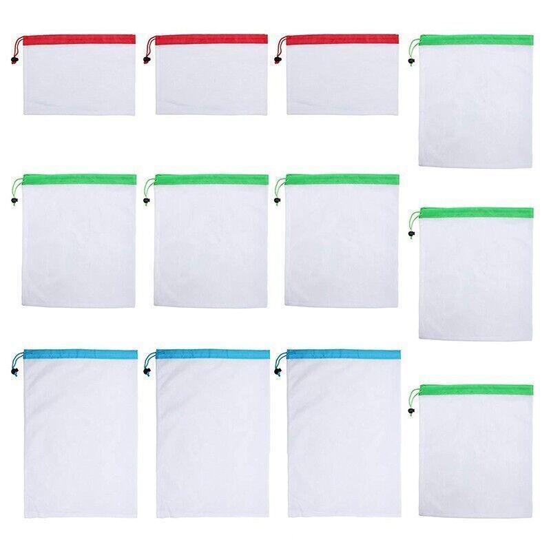 Up 15X Eco Friendly Reusable Mesh Produce Bags Superior Double Stitched Strength - 5PCS Small Red