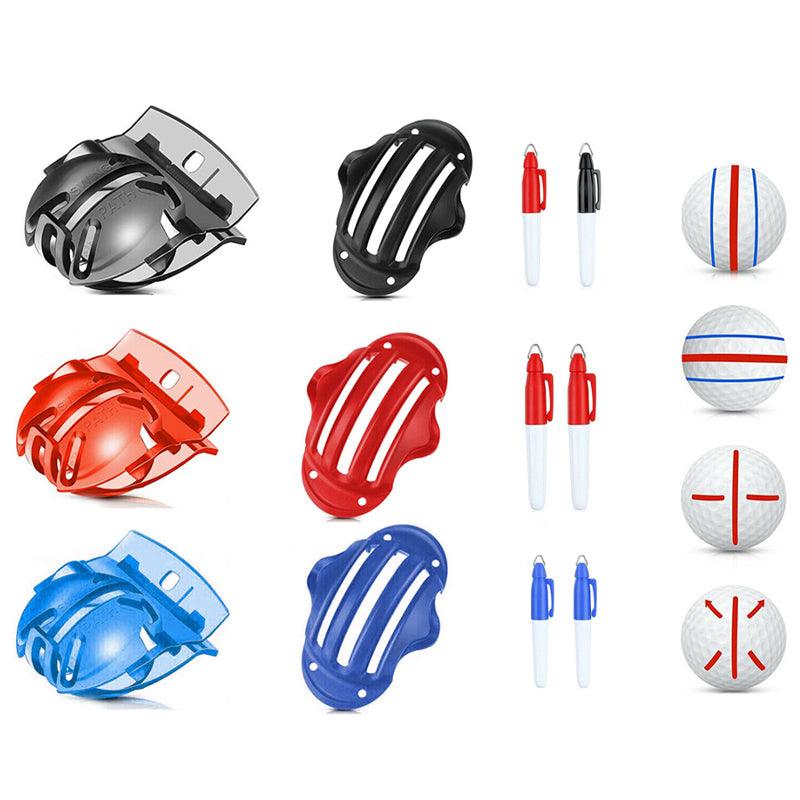 Sports Alignment Golf Ball Marker 3 Line Tool Drawing Liner Set Stencil Au Stock - Green+Yellow