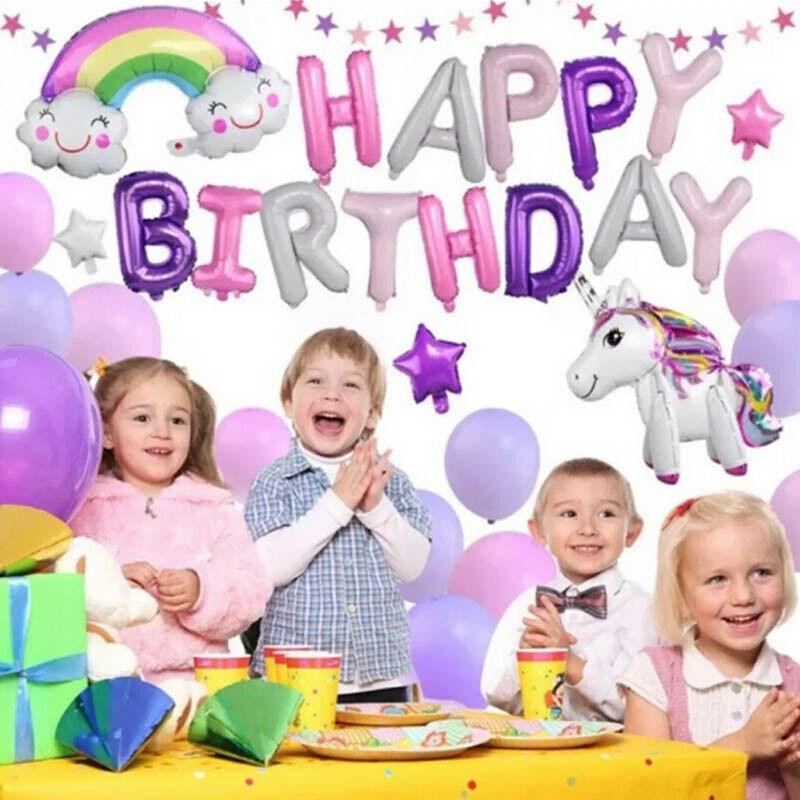 45-50 Pcs Happy Birthday 3D Unicorn Decoration Balloons Diy Decor Party Set - 04
