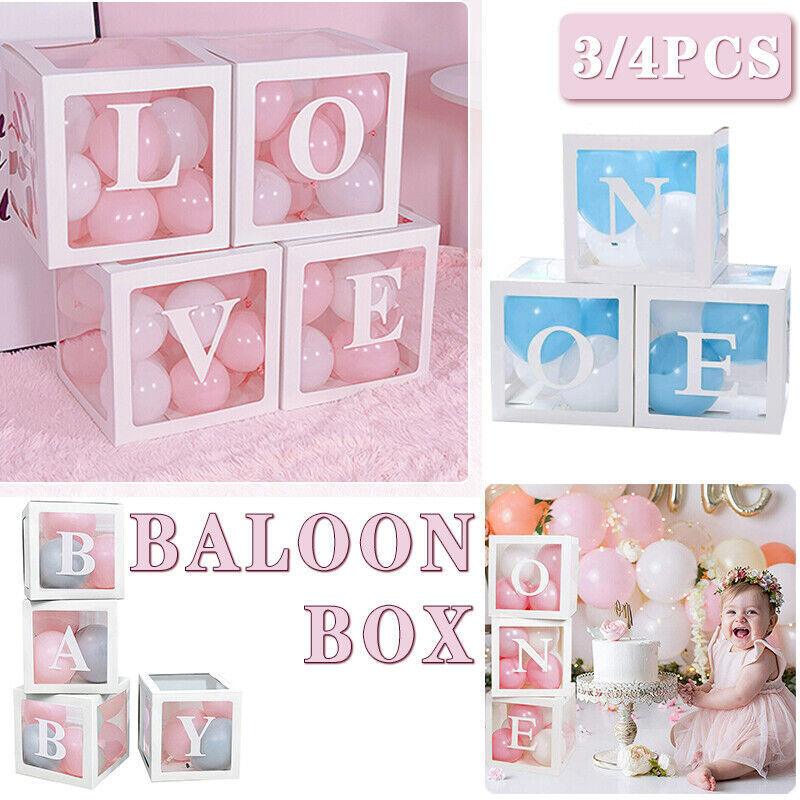 3/4pcs Transparent Balloon Box Set for First Birthday Party or Celebration Display - Love