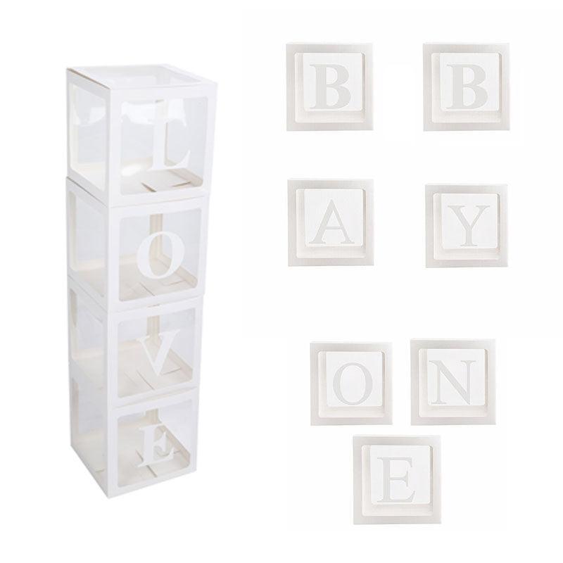 3/4pcs Transparent Balloon Box Set for First Birthday Party or Celebration Display - Love