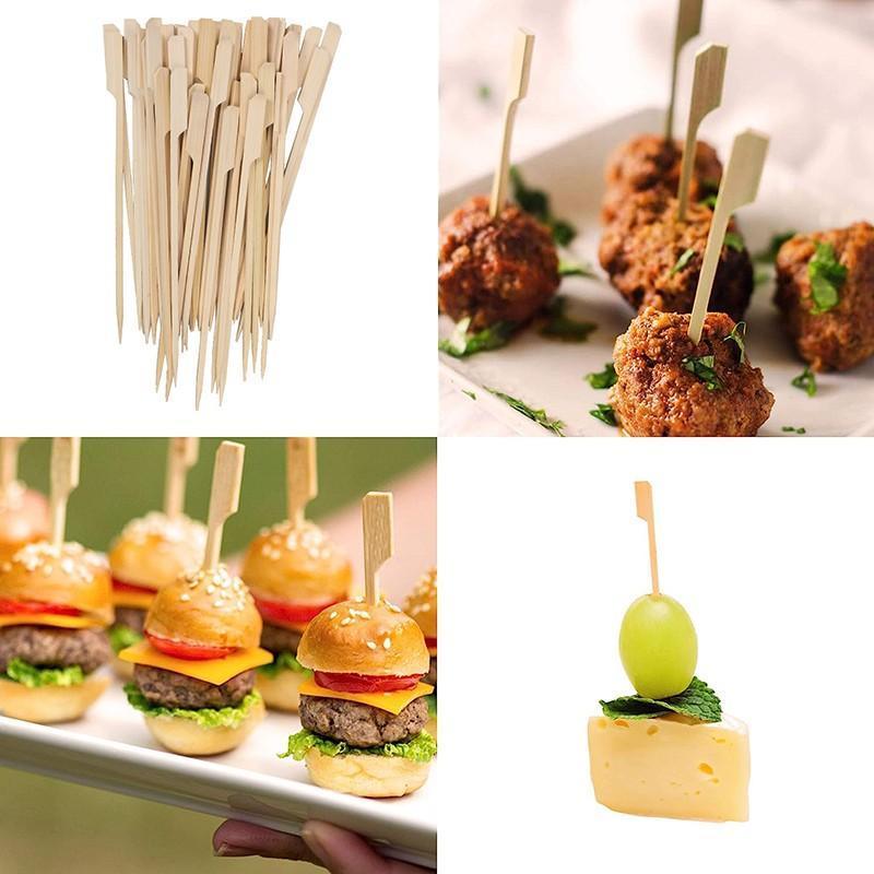 Bamboo Wooden Catering Paddle Skewers Disposable Finger Food Cocktail BBQ