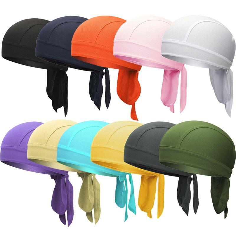 Durag Bandanna Cap Cycling Head Wraps Skull Cap Scarves Caps Motorcycle Sports - Black