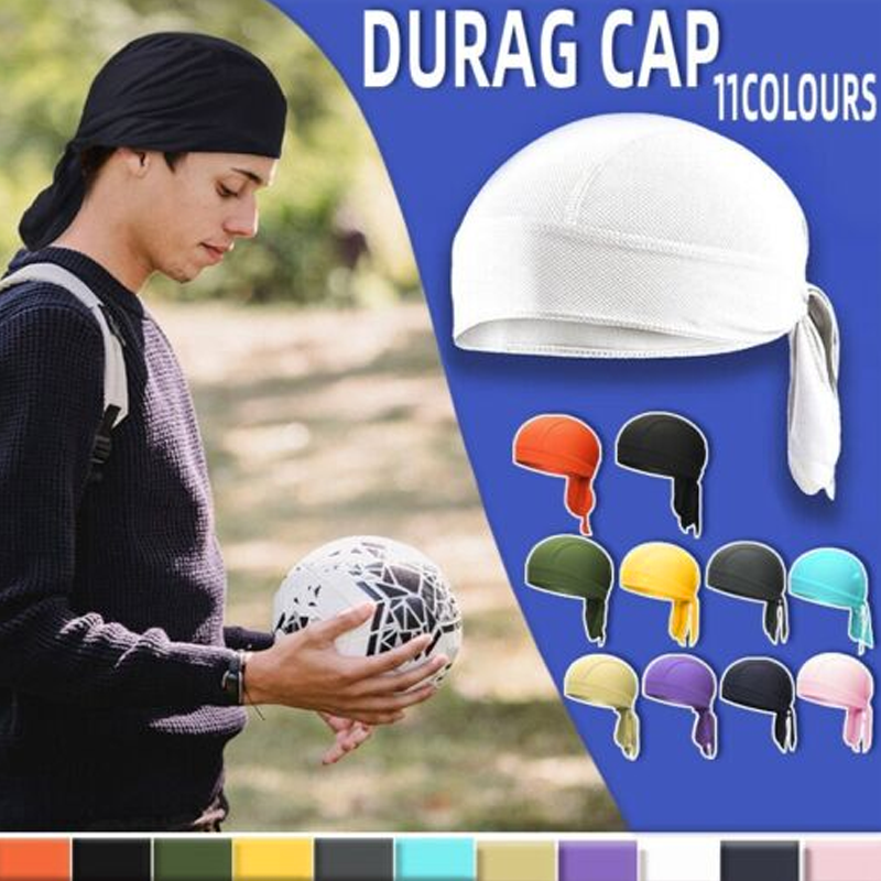 Durag Bandanna Cap Cycling Head Wraps Skull Cap Scarves Caps Motorcycle Sports - Grey