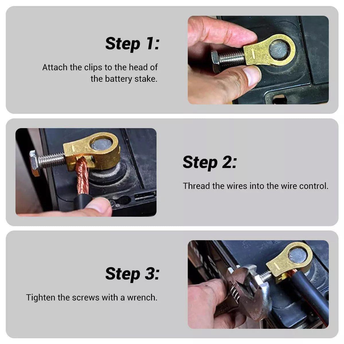 2 Pairs Cable Clamp Battery Clips Car Positive Negative Pure Copper Terminals