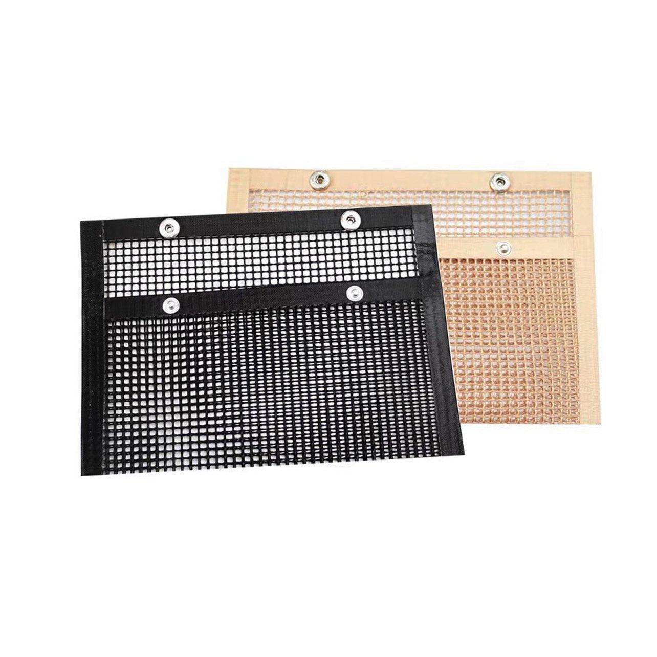 24x14CM BBQ Grilling Mesh Reusable Bag Outdoor Camping Barbecue Grill Mats Cooking Pads - Black