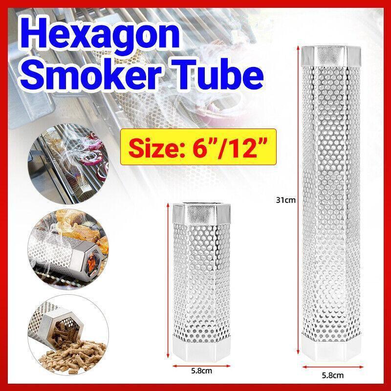 Hexagon Bbq Smoker Tube Stainless Steel Grill Accessory Smoking Box Long Lasting - 6Inch