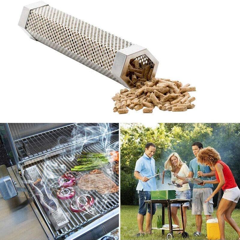Hexagon Bbq Smoker Tube Stainless Steel Grill Accessory Smoking Box Long Lasting - 6Inch