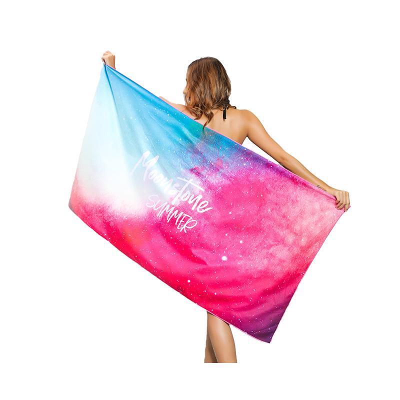 Sand Free XL Beach Towel + Bag Quick Dry Microfibre Compact Light Swimming - Grystal Green Leaf