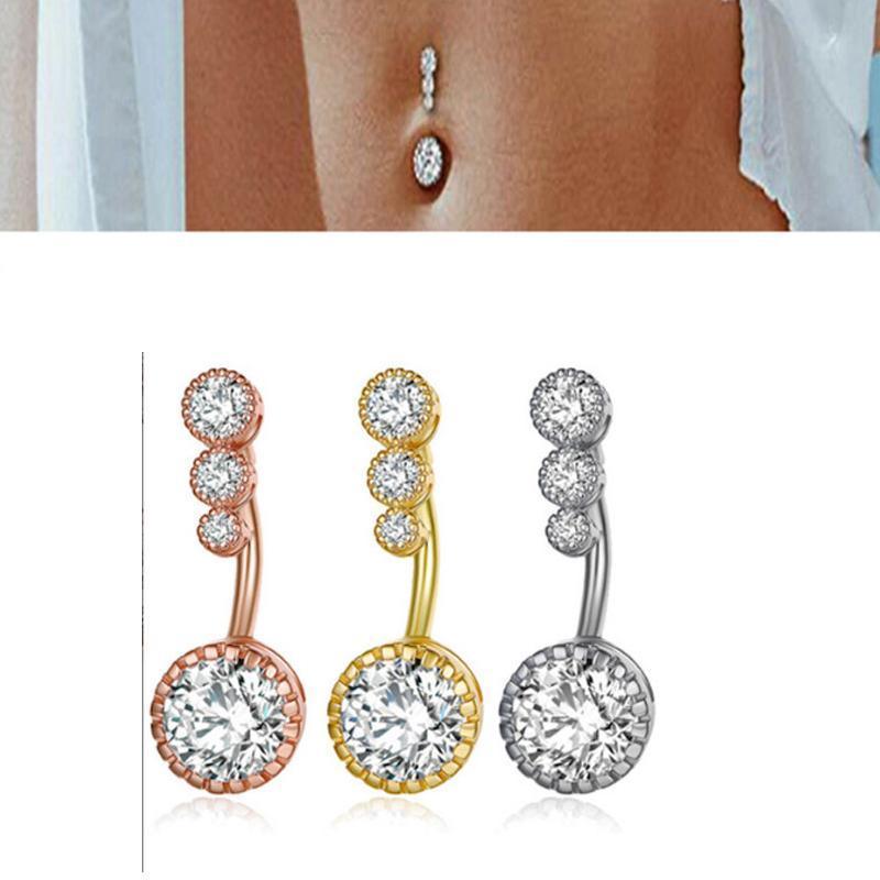 Belly Button Rings Bar Navel Steel Copper Zirconia Piercing Body Piercing - Rose Gold