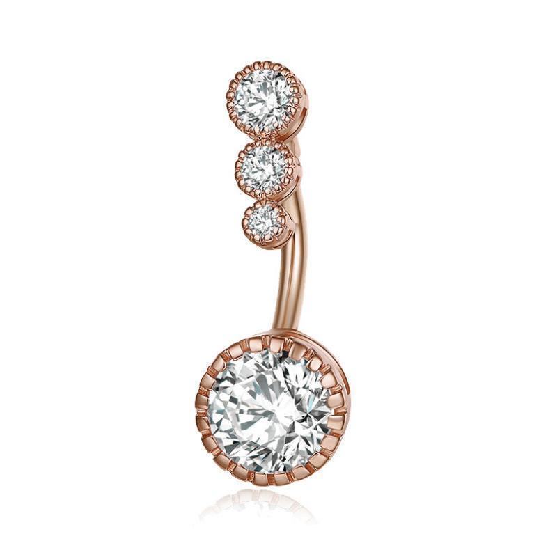 Belly Button Rings Bar Navel Steel Copper Zirconia Piercing Body Piercing - Silver