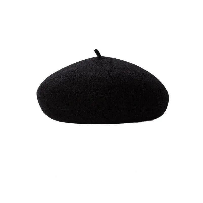 Women Ladies Beanie Wool French Beret Newsboy Hat Cap Winter Warm Hats Girls - Dark Grey