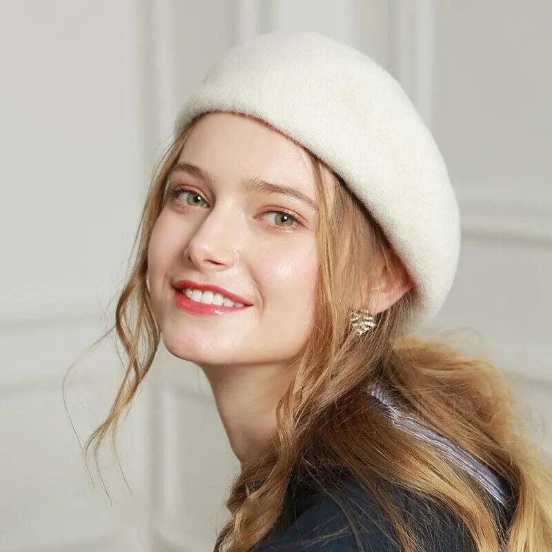 Women Ladies Beanie Wool French Beret Newsboy Hat Cap Winter Warm Hats Girls - Yellow