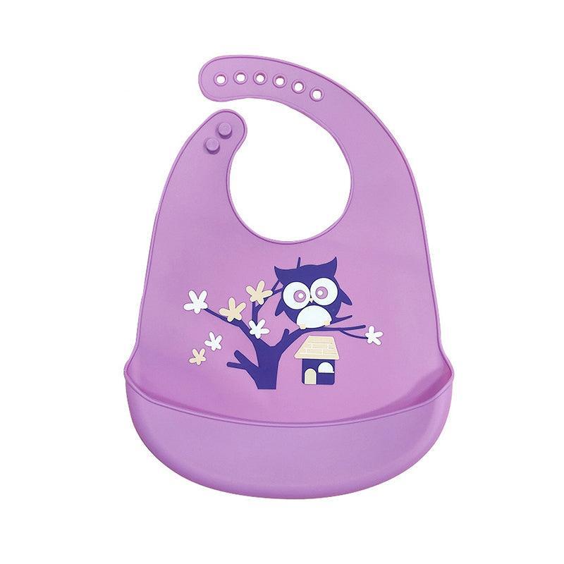 Silicone Waterproof Feeding Bib Apron with Pouch Easy to Clean Smock for Mealtime Use - Puppy