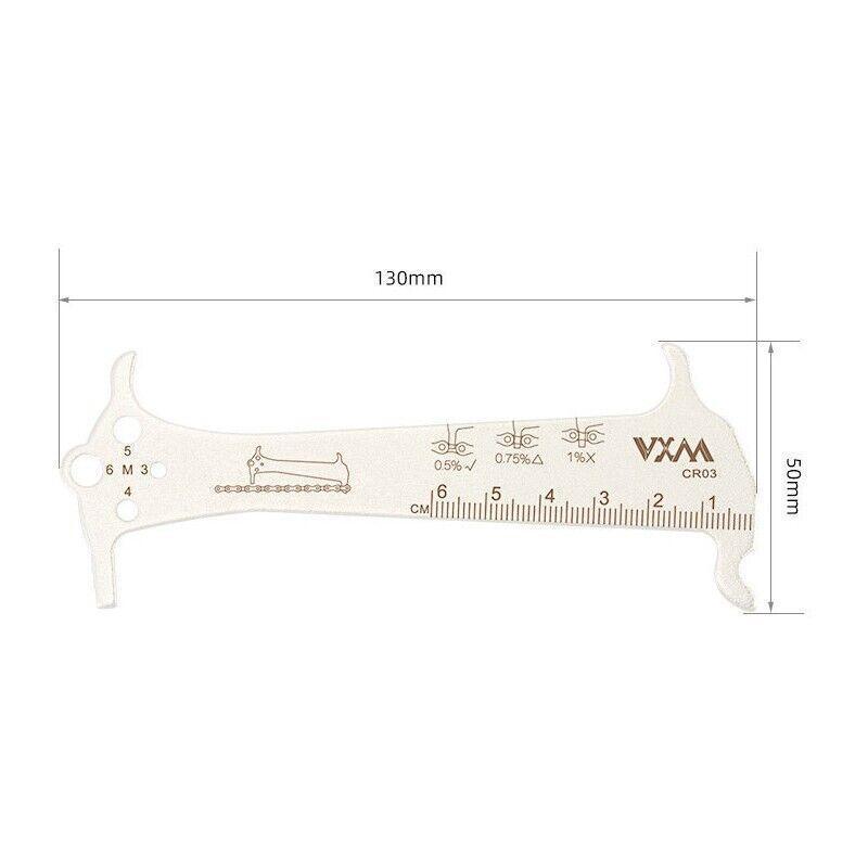 3 in 1 Bike Chain Wear Indicator Chain Hook Bolt Gauge Ruler Tool Stainless Steel