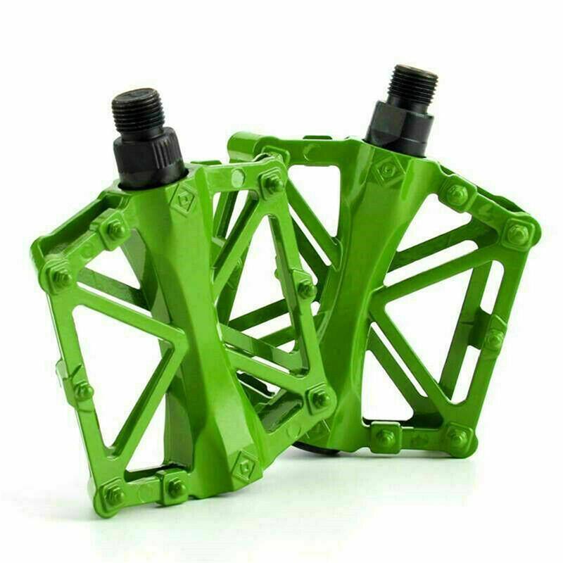 Bike Pedals Alloy Mountain Road MTB Colored Bicycle Nonslip Cycling Pedals 9/16" - Black